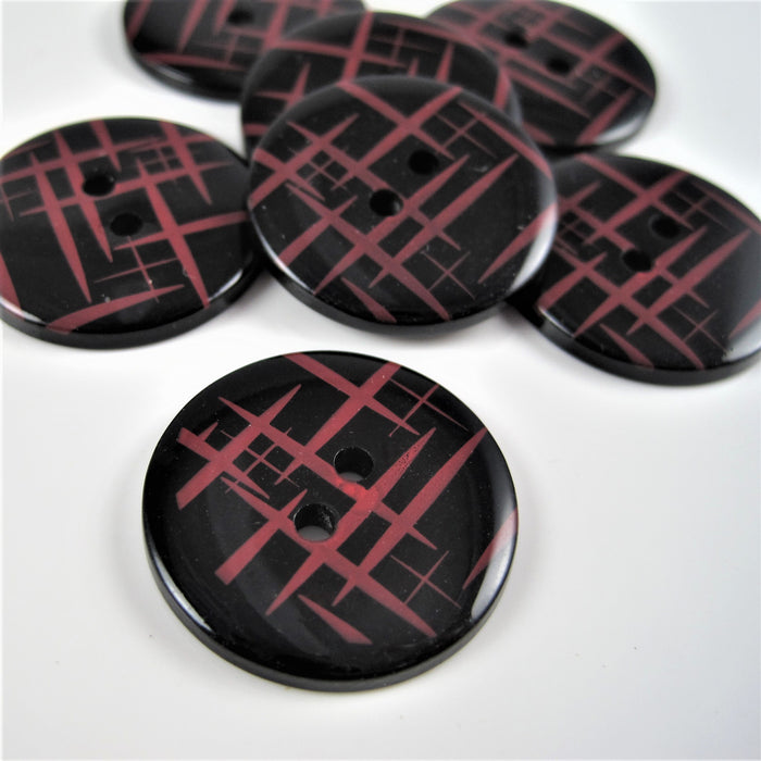 Black Fashion Button with Geometric Design