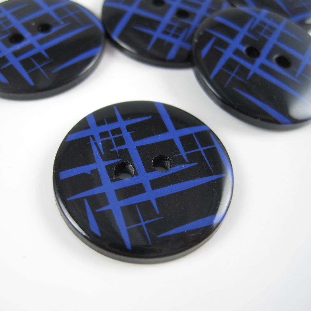 Black Fashion Button with Geometric Design