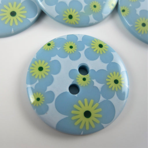 Blue  Fashion Button with Geometric Design