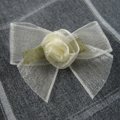 Sheer bow with Cream rose bud
