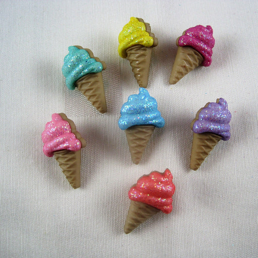 Glitter Ice Cream Cones Button Pack