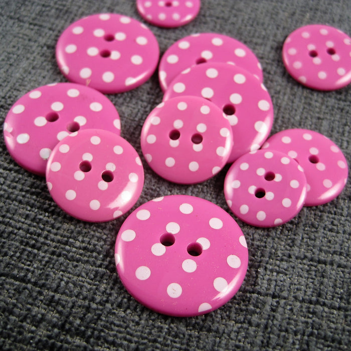 Cerise Pink Spotted Button
